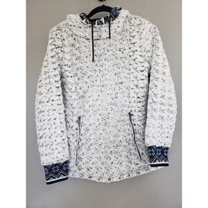 NEW Wooly Bully Heli Pullover Hoodie Jacket Faux Curly Lamb Fur Nordic‎ Medium
